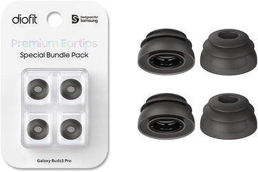 Almohadillas de alta calidad con múltiples bridas compatibles con Galaxy Buds3 Pro (negro, grande) diofit